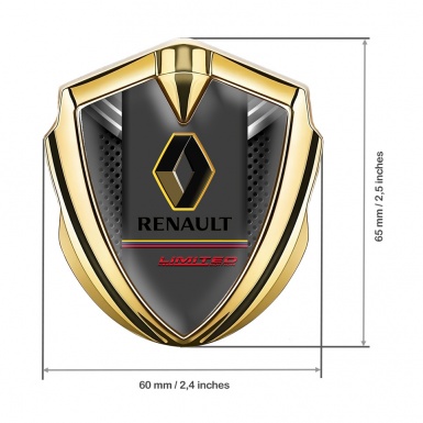 Renault Domed Emblem Badge Gold Dark Grate Tricolor Limited Edition