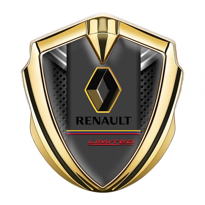 Renault Domed Emblem Badge Gold Dark Grate Tricolor Limited Edition