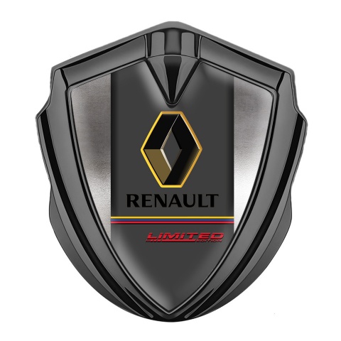 Renault 3d Emblem Badge Graphite Polished Frame Tricolor Limited Edition