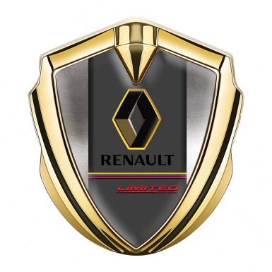 Renault 3d Emblem Badge Gold Polished Frame Tricolor Limited Edition