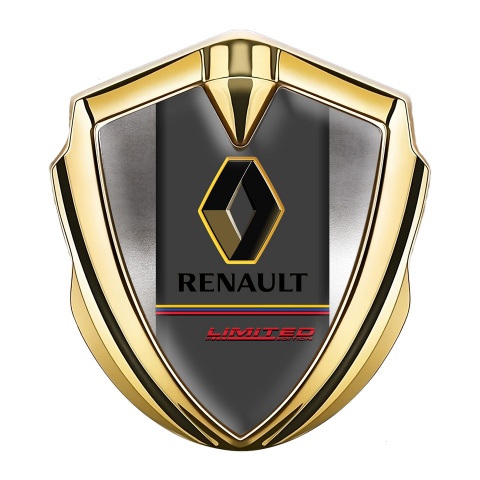 Renault 3d Emblem Badge Gold Polished Frame Tricolor Limited Edition