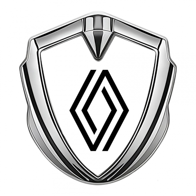 Renault Emblem Badge Self Adhesive Silver White Fill Modern Logo Design