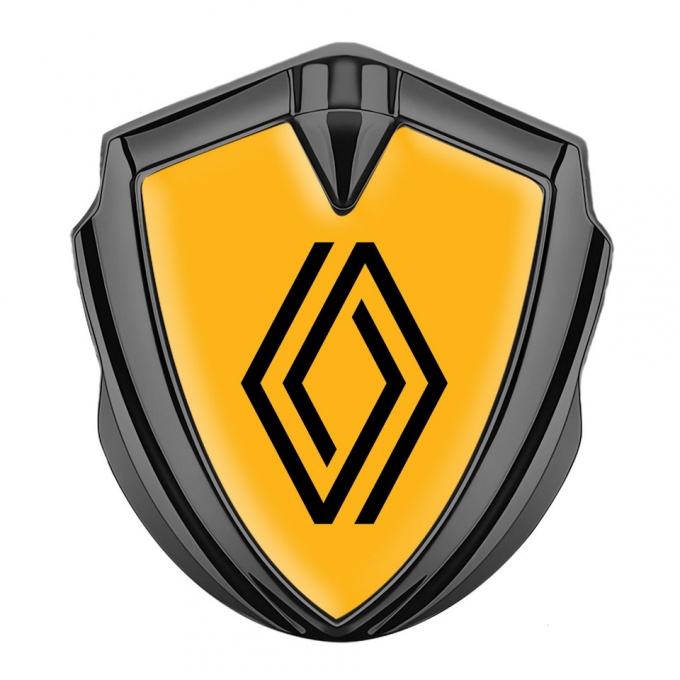Renault Emblem Car Badge Graphite Yellow Print Modern Logo Design
