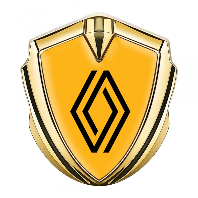 Renault Emblem Car Badge Gold Yellow Print Modern Logo Design