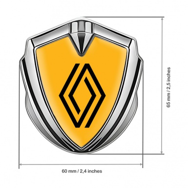 Renault Emblem Car Badge Silver Yellow Print Modern Logo Design