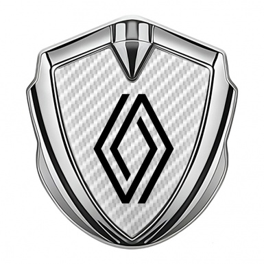 Renault Badge Self Adhesive Silver White Carbon Modern Logo Edition