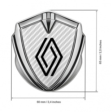 Renault Badge Self Adhesive Silver White Carbon Modern Logo Edition