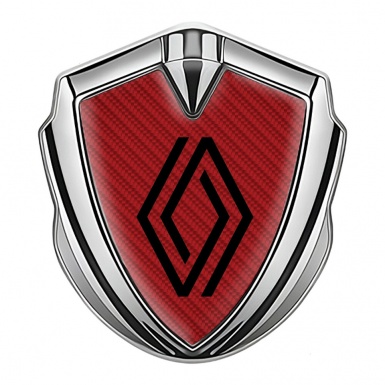 Renault Fender Emblem Badge Silver Red Carbon Modern Logo Edition