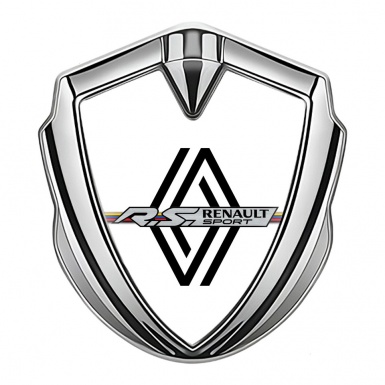 Renault Emblem Trunk Badge Silver White Fill Modern Logo Edition