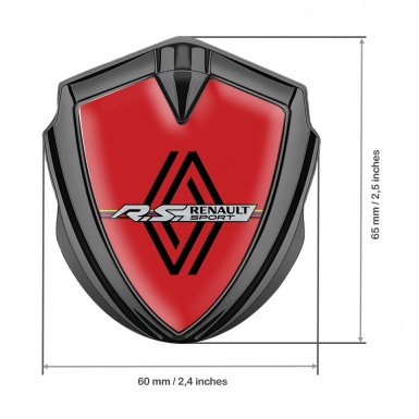 Renault Emblem Self Adhesive Graphite Red Fill Modern Logo Edition