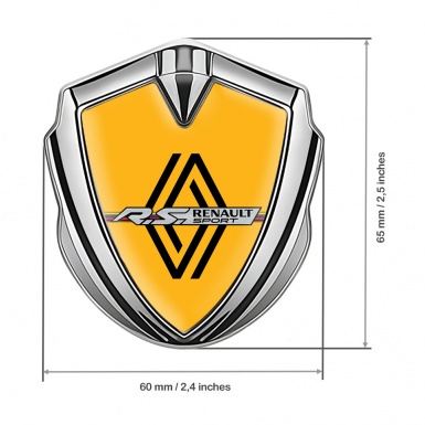 Renault Metal Emblem Badge Silver Yellow Print Modern Logo Edition