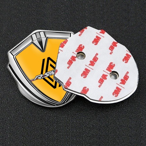 Renault Metal Emblem Badge Silver Yellow Print Modern Logo Edition