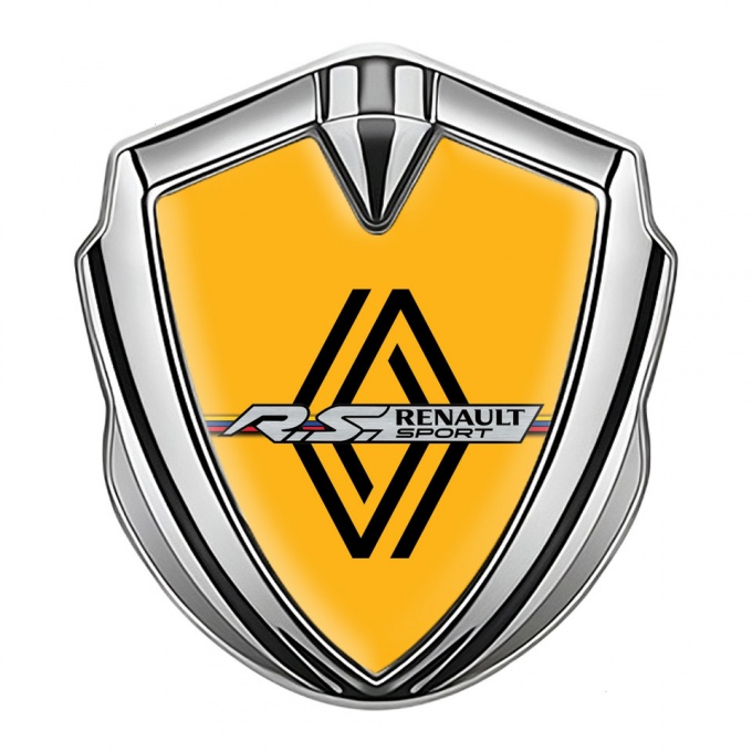 Renault Metal Emblem Badge Silver Yellow Print Modern Logo Edition
