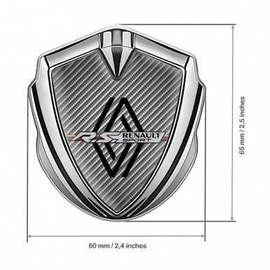 Renault Domed Emblem Badge Silver Light Carbon Modern Logo Edition