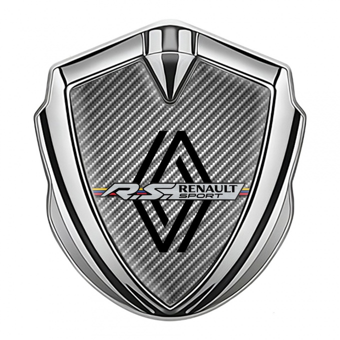 Renault Domed Emblem Badge Silver Light Carbon Modern Logo Edition