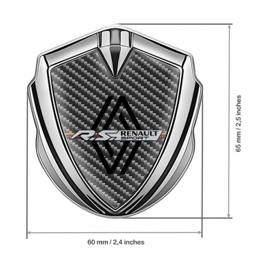 Renault Emblem Metal Badge Silver Dark Carbon Modern Logo Edition