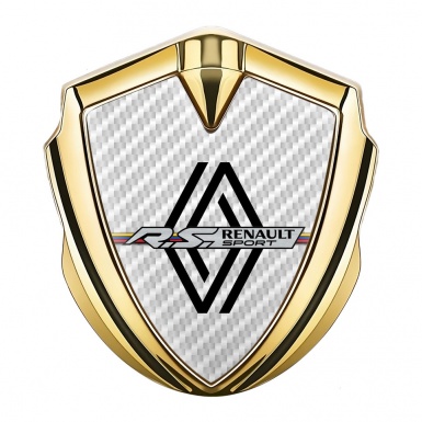 Renault Emblem Badge Self Adhesive Gold White Carbon Modern Logo