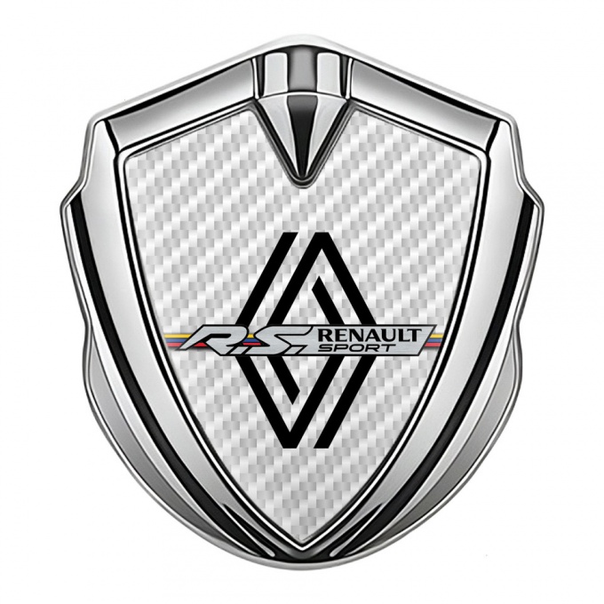 Renault Emblem Badge Self Adhesive Silver White Carbon Modern Logo