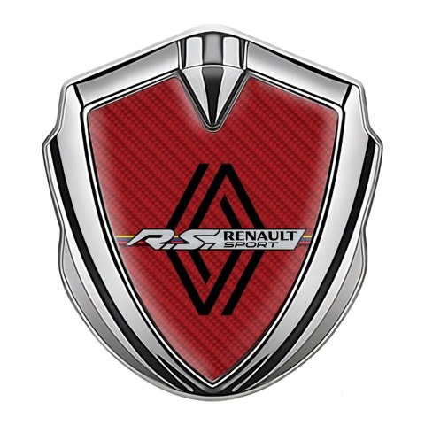 Renault Silicon Emblem Badge Silver Red Carbon Modern Logo