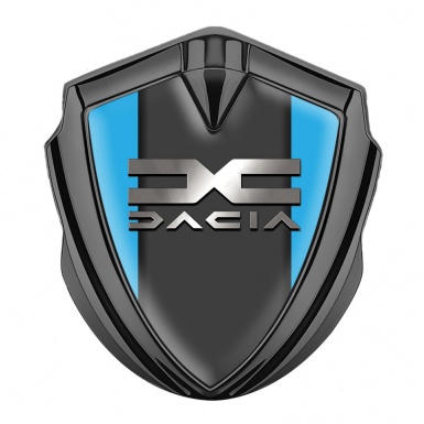 Dacia Emblem Car Badge Graphite Sky Blue Base Metallic Logo