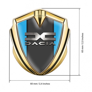 Dacia Emblem Car Badge Gold Sky Blue Base Metallic Logo