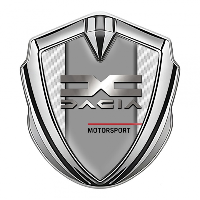 Dacia Emblem Silicon Badge Silver White Carbon Metallic Logo Design