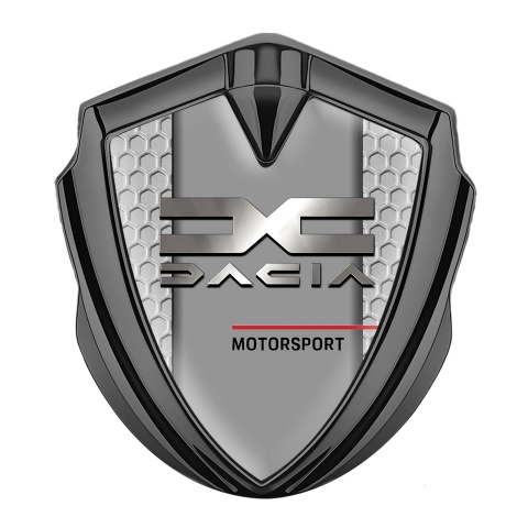 Dacia Metal Domed Emblem Graphite Grey Honeycomb Metallic Logo Design