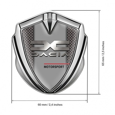 Dacia Badge Self Adhesive Silver Grey Carbon Metallic Logo Design