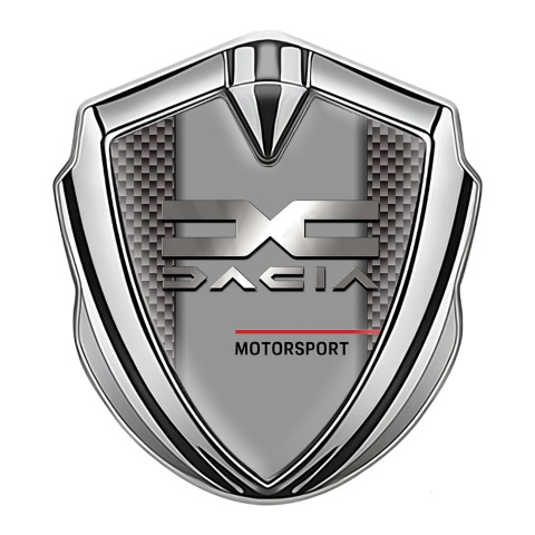 Dacia Badge Self Adhesive Silver Grey Carbon Metallic Logo Design