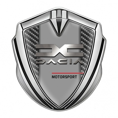 Dacia Metal Emblem Self Adhesive Silver Dark Carbon Metallic Logo Design