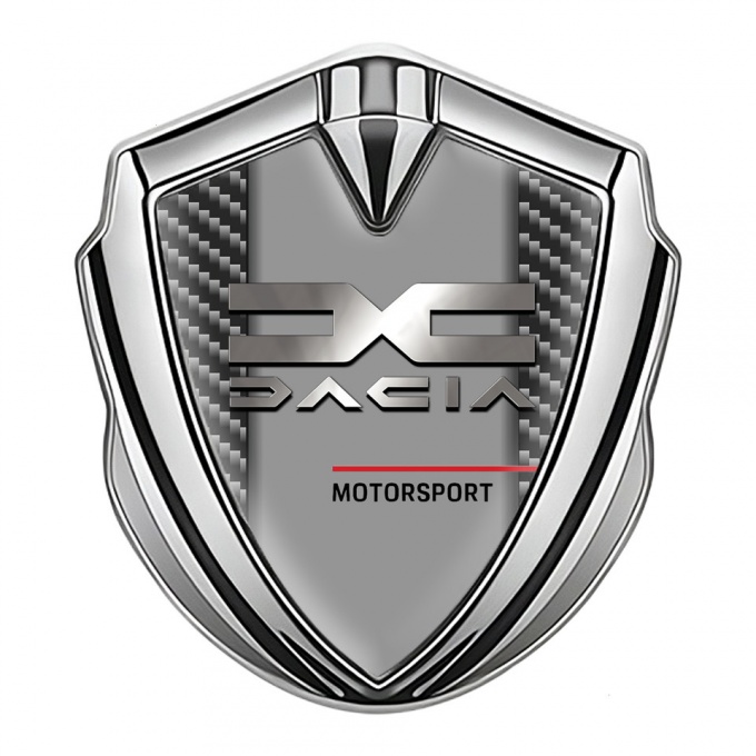 Dacia Metal Emblem Self Adhesive Silver Dark Carbon Metallic Logo Design