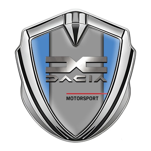 Dacia Emblem Trunk Badge Silver Blue Frame Metallic Logo Edition