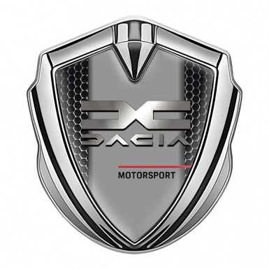 Dacia Metal Emblem Badge Silver Dark Mesh Metallic Logo Edition