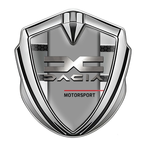 Dacia Emblem Silicon Badge Silver Hex Lines Metallic Logo Design