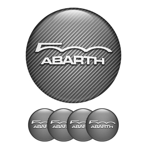 Fiat Abarth 500 Silicone Stickers Center Hub Carbon White Logo