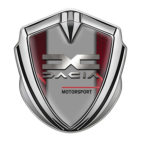 Dacia 3d Emblem Badge Silver Red Hexagon Polished Logo Edition