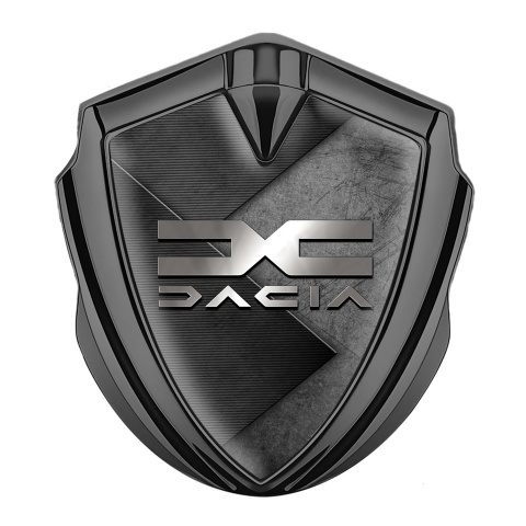 Dacia Silicon Emblem Badge Graphite Scratched Surface Metallic Color Logo