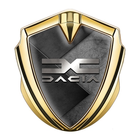 Dacia Silicon Emblem Badge Gold Scratched Surface Metallic Color Logo