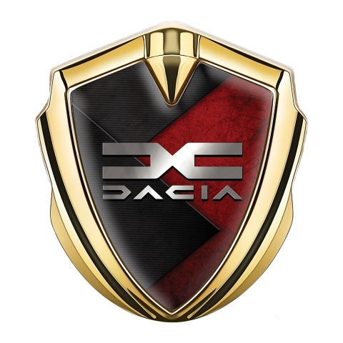 Dacia Emblem Car Badge Gold Red Texture Metallic Color Logo