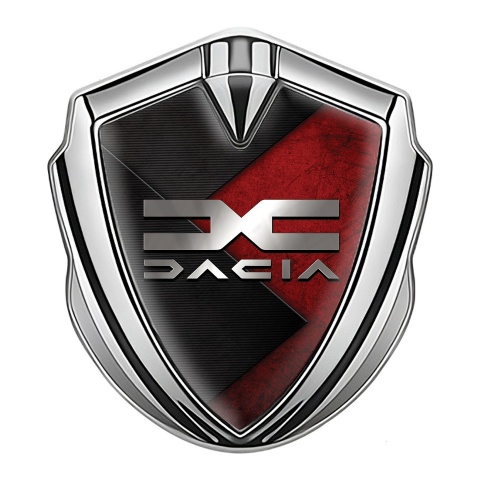 Dacia Emblem Car Badge Silver Red Texture Metallic Color Logo