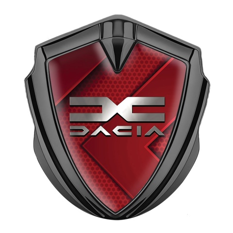 Dacia Metal Domed Emblem Graphite Red Hex Metallic Color Logo