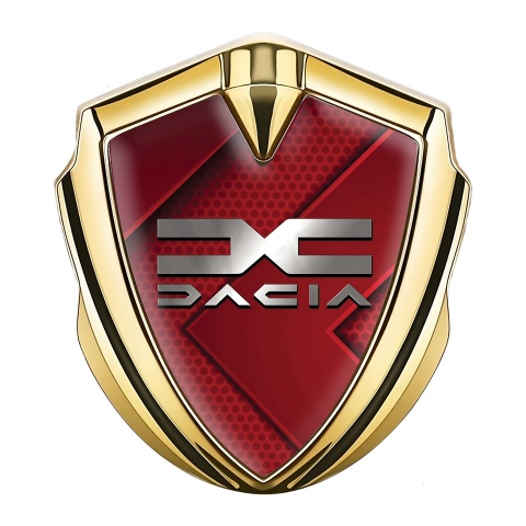 Dacia Metal Domed Emblem Gold Red Hex Metallic Color Logo