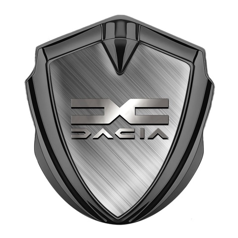 Dacia Fender Emblem Badge Graphite Brushed Aluminum Metallic Color Logo