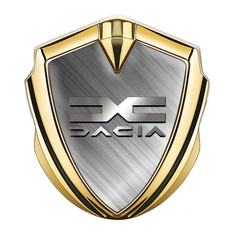 Dacia Fender Emblem Badge Gold Brushed Aluminum Metallic Color Logo