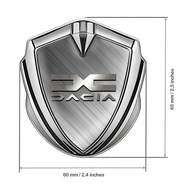 Dacia Fender Emblem Badge Silver Brushed Aluminum Metallic Color Logo