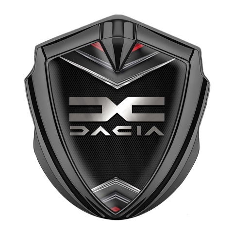 Dacia Emblem Trunk Badge Graphite Dark Fishnet Metallic Color Logo