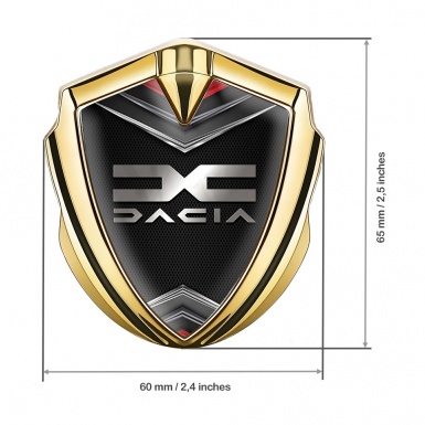 Dacia Emblem Trunk Badge Gold Dark Fishnet Metallic Color Logo