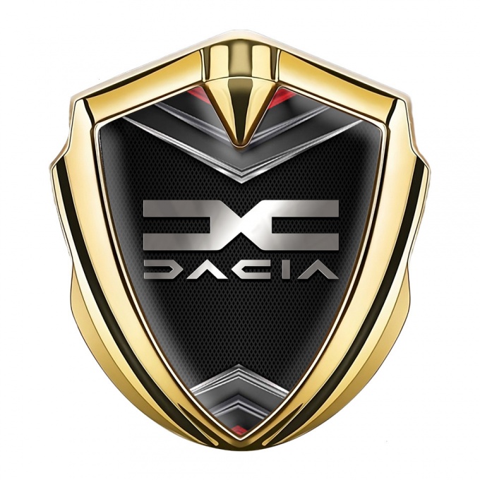 Dacia Emblem Trunk Badge Gold Dark Fishnet Metallic Color Logo