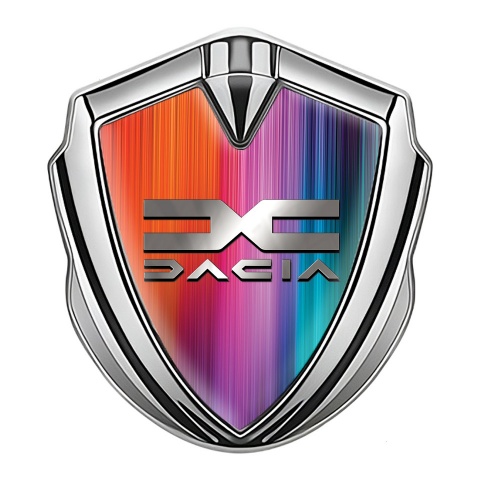 Dacia Emblem Self Adhesive Silver Multicolor Base Metallic Color Logo