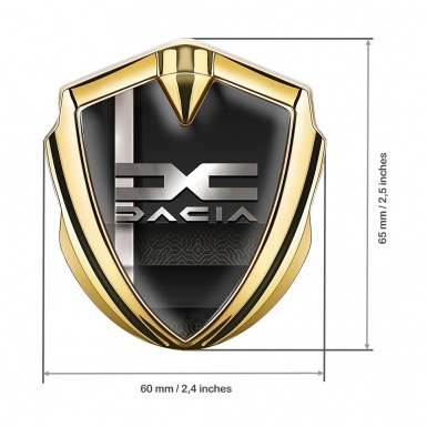 Dacia Emblem Ornament Badge Gold White Stripe Metallic Color Logo